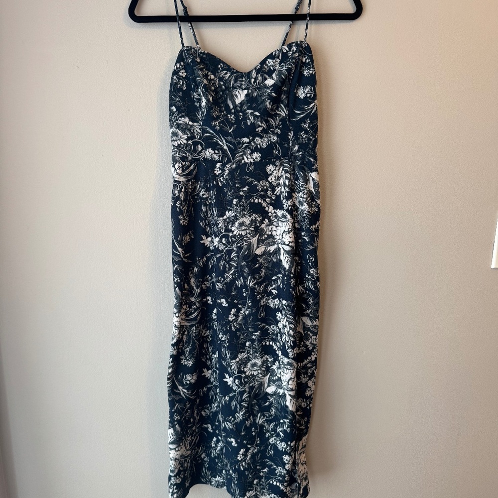 Blue Floral Camille Midi Abercrombie & Fitch Size XS PETITE
